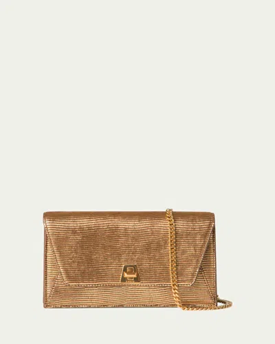 Akris Anouk Lizard-embossed Metallic Clutch Bag In Bronze Gold