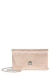 Akris Anouk Lizard Embossed Wallet On A Chain In Pale Rose Metallic