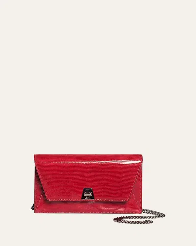 Akris Anouk Lizard-print Clutch Bag W/ Chain
