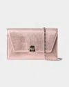 Akris Anouk Lizard-print Clutch Bag W/ Chain In 216 Pale Rose Met