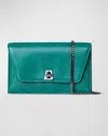 Akris Anouk Lizard-print Clutch Bag W/ Chain In Emerald