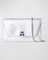 Akris Anouk Lizard Embossed Leather Envelope Wallet On A Chain In Silver