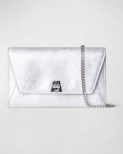 AKRIS ANOUK LIZARD-PRINT CLUTCH BAG W/ CHAIN