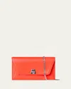Akris Anouk Lizard-print Clutch Bag W/ Chain In Tangerine