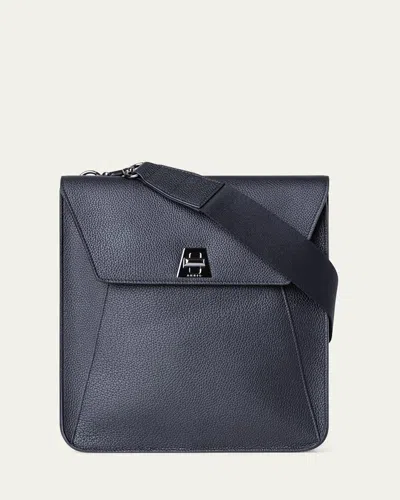 Akris Anouk Medium Flap Leather Messenger Bag In Black