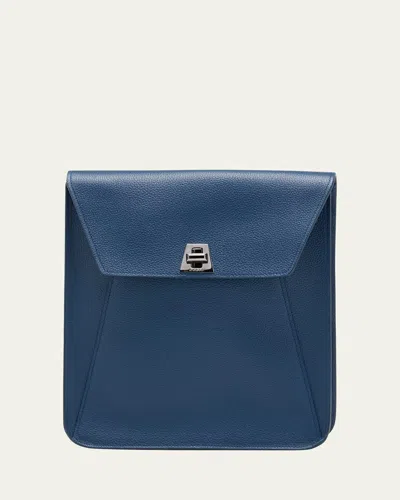Akris Anouk Medium Flap Leather Messenger Bag In Pacific