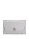 Akris Anouk Lizard Embossed Leather Envelope Wallet On A Chain In Silver