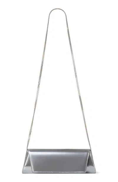 Akris Anouk Metallic Leather East/west Clutch In Silver