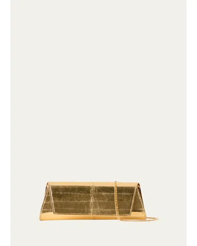 Akris Anouk Metallic Leather Trapezoid Bag In Gold