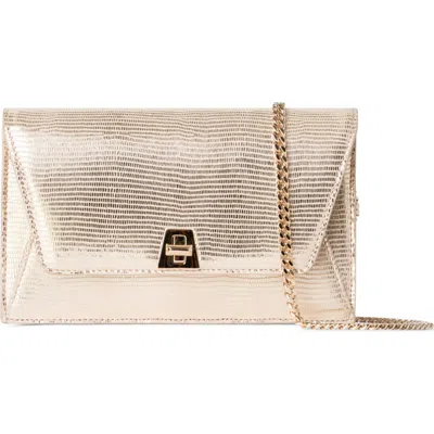 Akris Anouk Metallic Lizard Embossed Leather Crossbody Bag