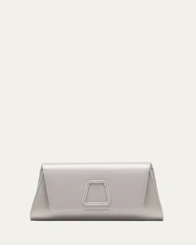 Akris Anouk Mini Crystal Satin Clutch Bag In Light Silver