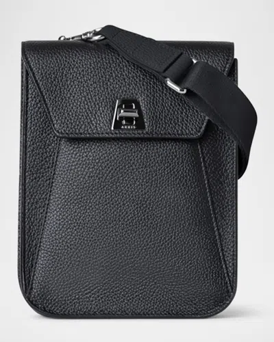 Akris Anouk Mini Flap Leather Messenger Bag In Black
