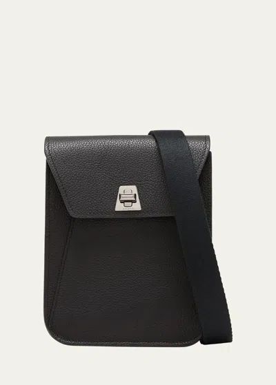 Akris Anouk Mini Flap Leather Messenger Bag In Black