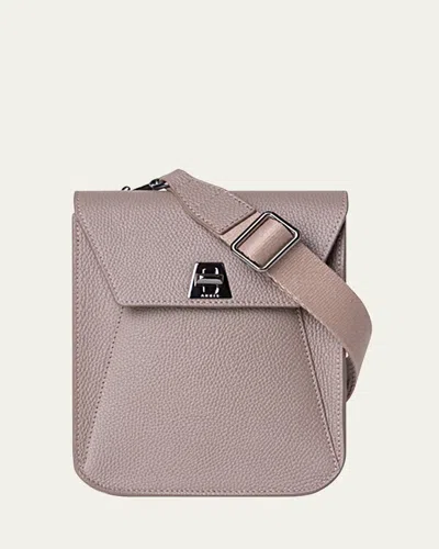 Akris Anouk Mini Flap Leather Messenger Bag In Taupe