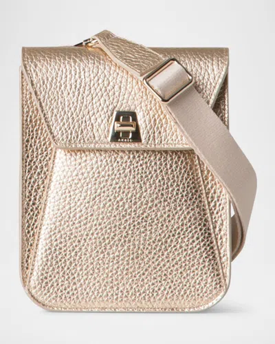Akris Anouk Mini Metallic Calfskin Messenger Bag In Neutral