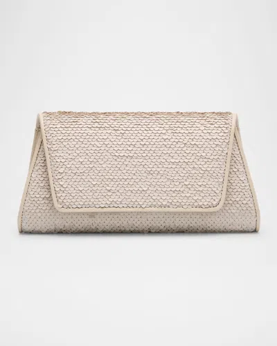 Akris Anouk Mini Sequined Clutch Bag In Alabaster