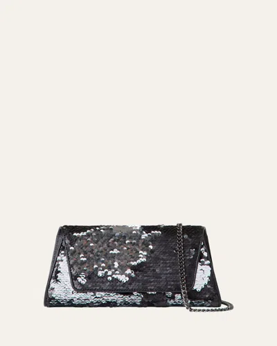 Akris Anouk Mini Sequined Clutch Bag In Black