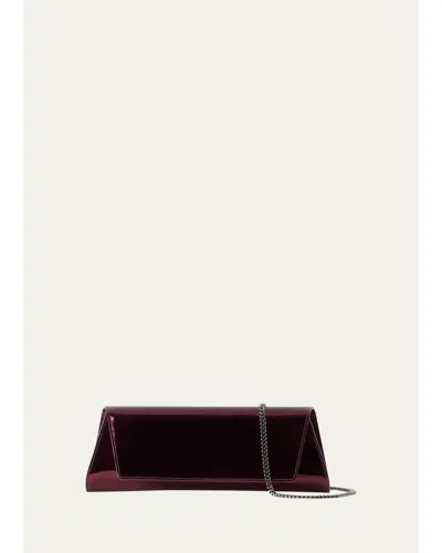 Akris Anouk Mirrored Leather Small Clutch Bag In Burgundy