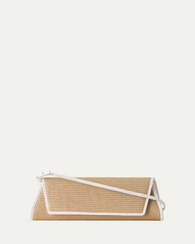 Akris Anouk Small Cotton Raffia Trapezoid Clutch Bag In Natural/white