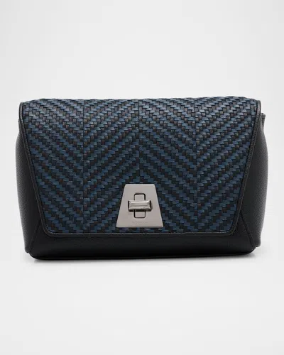 Akris Anouk Small Day Bag In Braided Lambskin In Blue