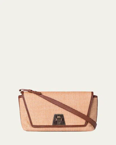 Akris Anouk Small Day Raffia Shoulder Bag In Camel/caramel
