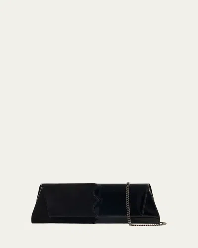 Akris Anouk Small Leather & Suede Trapezoid Clutch Bag In Black