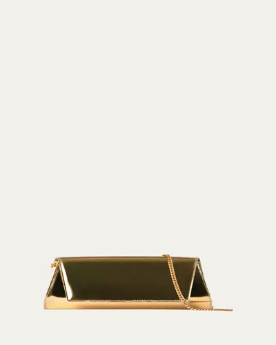 Akris Anouk Small Metallic Leather Clutch Bag In Antique Gold