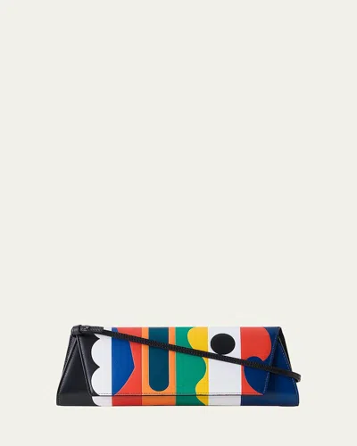Akris Anouk Small Patchwork Leather Trapezoid Clutch Bag In Multi