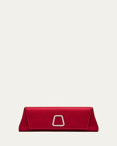 Akris Anouk Small Satin Clutch Bag In Ruby