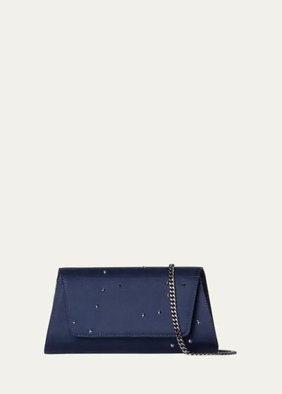 Akris Anouk Small Star Embellished Satin Clutch Bag In Denim