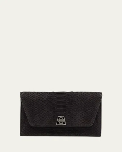 Akris Anouk Snakeskin Suede Envelope Clutch Bag In Black