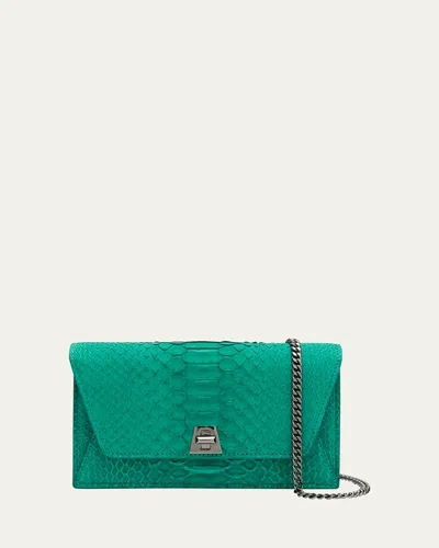Akris Anouk Snakeskin Suede Envelope Clutch Bag In Green