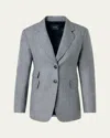 Akris Arie Cashmere Pepita Houndstooth Single-breasted Jacket In Gray