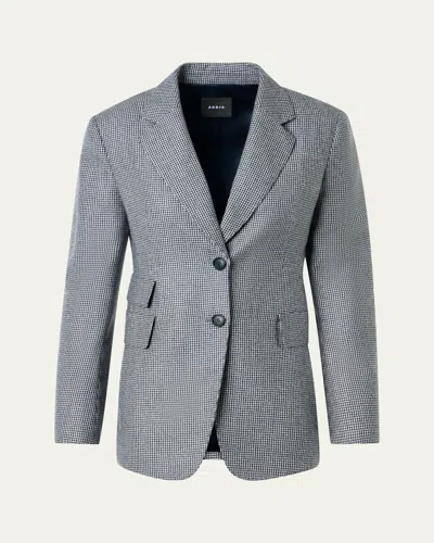 Akris Arie Cashmere Pepita Houndstooth Single-breasted Jacket In Navy/ecru