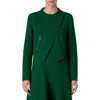 Akris Ariel Asymmetric Virgin Wool Crepe Crop Jacket In Pine Green