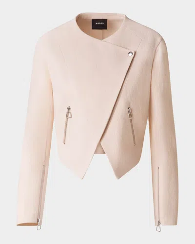 Akris Ariel Asymmetric Wool Crepe Jacket In Seashell