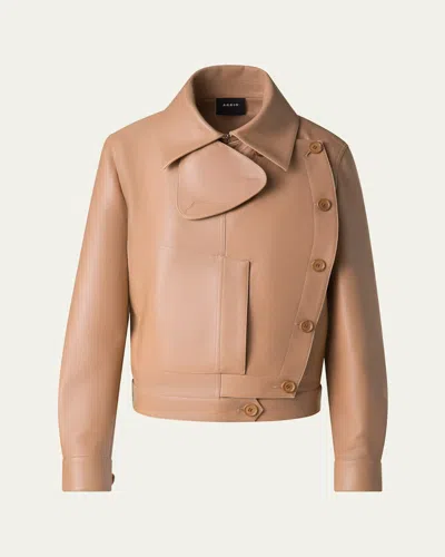Akris Arno Boxy Leather Trench Jacket In Cuoio