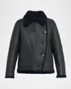 Akris Arno Genuine Shearling Lined Leather Jacket In Multi