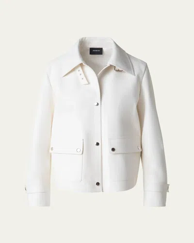 Akris Arthos Short Leather Jacket In Ecru