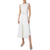 Akris Asymmetric Belted Double Face Wool Midi Dress In Ecru