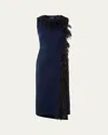 Akris Asymmetric Double-face Wool Midi Dress In Blue