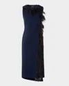 Akris Asymmetric Double-face Wool Midi Dress In Blue