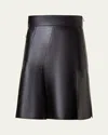 Akris Asymmetric Lacquer Nappa Leather Mini Skirt In Black