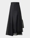 Akris Asymmetric Semisheer Silk Midi Skirt In Black