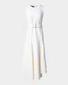 Akris Asymmetric Belted Double Face Wool Midi Dress In White