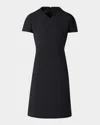 Akris Asymmetric Seam Cap-sleeve Cotton-silk Dress In Black