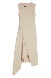 Akris High-low Zip Wool Crepe Midi Dress In Seashell