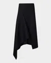 Akris Asymmetric Techno Neoprene Midi Skirt In Black