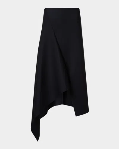 Akris Asymmetric Techno Neoprene Midi Skirt In Black