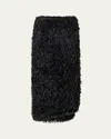 Akris Asymmetric Trapezoid Feather Fringe Midi Skirt In Black